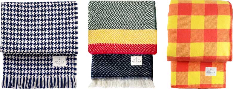 Amana Woolen American Made Wool Throw Blankets