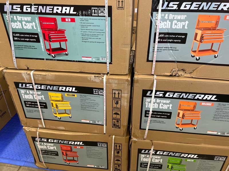 Six US General Tool Boxes Stacked