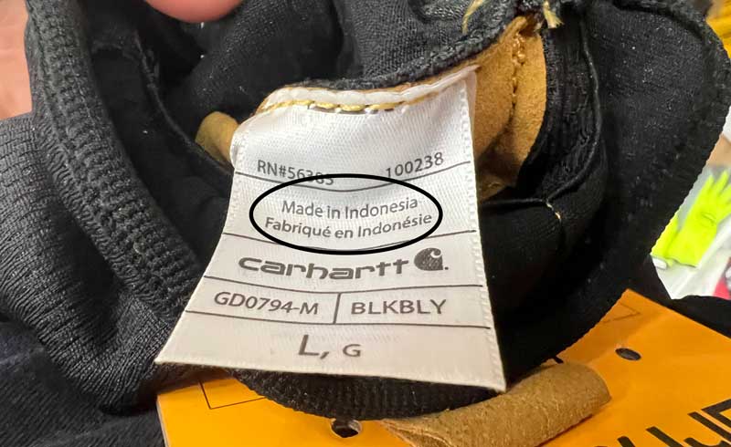 Another Pair of Carhartt Gloves Made in Indonesia