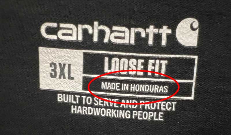 Carhartt Shirt Made in Honduras Label