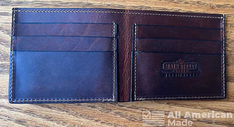Inside of Main Street Forge Leather Wallet