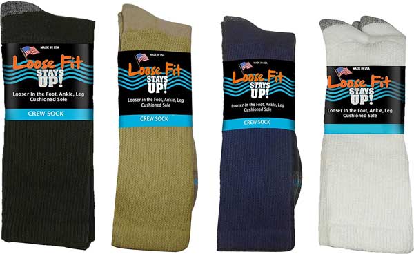 Loose Fit Stays Up Casual Crew Socks