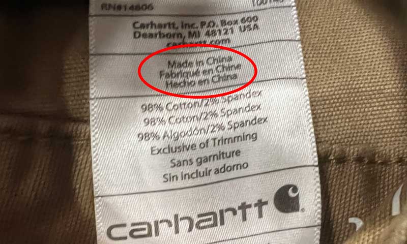 Made in China Tag on Carhartt Pants
