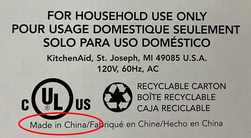 Made in China Text on KitchenAid Box