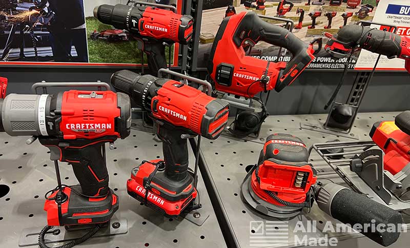 Many Craftsman Power Tools on a Shelf