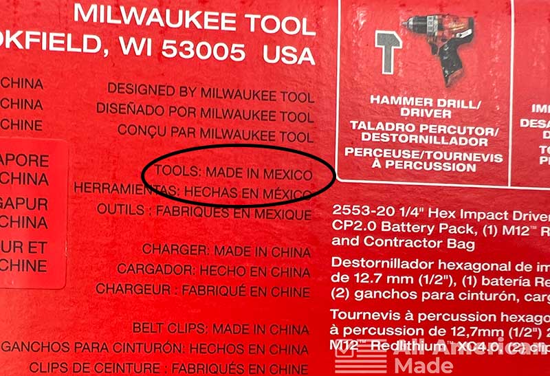 Milwaukee Hammer Drill That's Made in Mexico