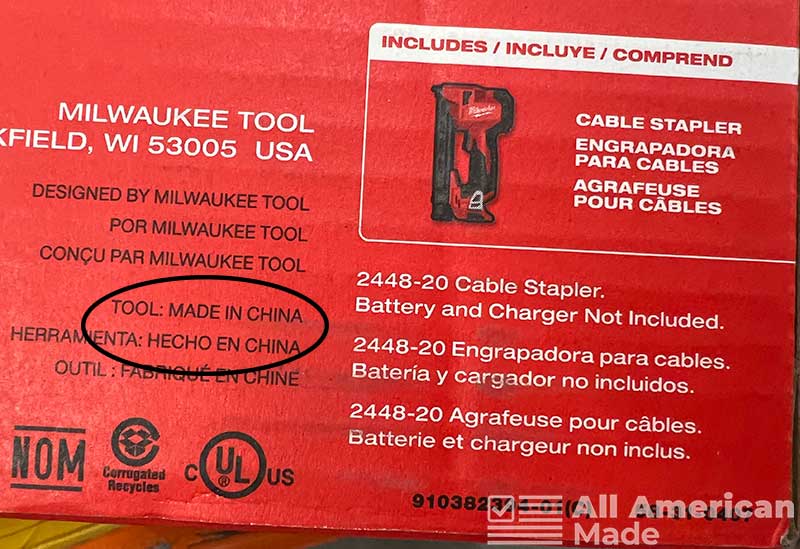 Milwaukee Power Tool Box with Made in China Label