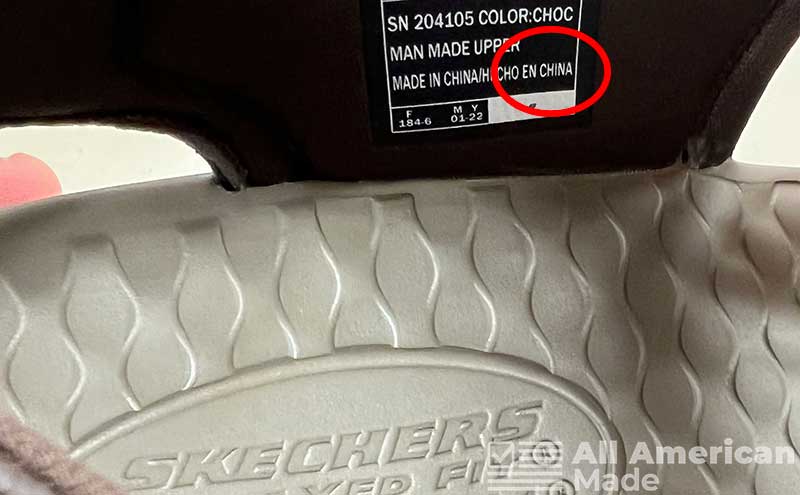 Photo I took of Sketchers Sandals That Are Made in China