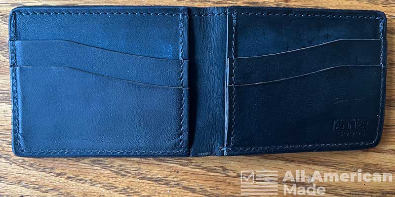Tanner Goods Leather Wallet Unfolded With Pockets Showing