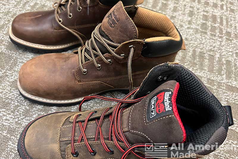 Three Pairs of Timberland Boots Side by Side