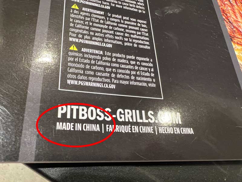 Pitt Boss Grills Made in China Labeling