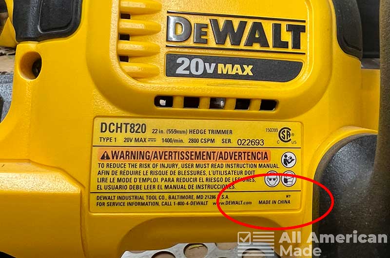 Dewalt Hedge Trimmer Tool Made in China