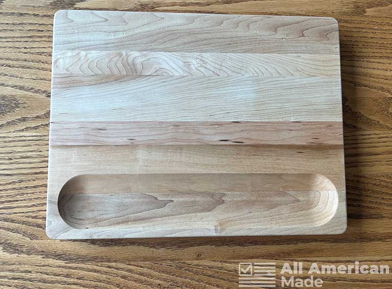 Back Side of Sonder LA Maple Cutting Board Showing Cracker Well