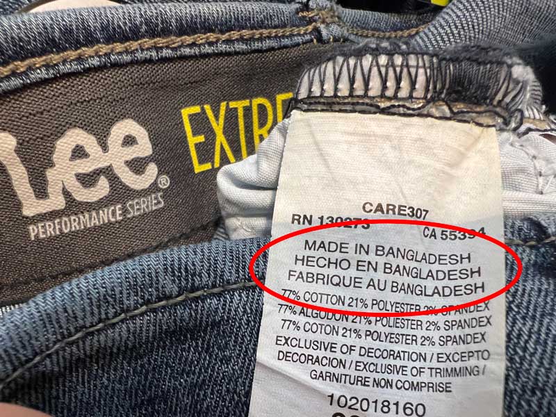 Lee Jeans Made in Bangladesh