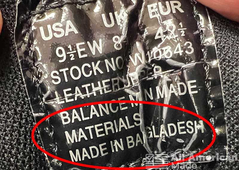 Made in Bangladesh Tag on Wolverine Boots