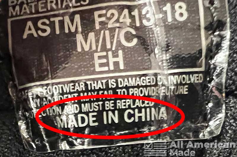 Made in China Tag on Wolverine Boots