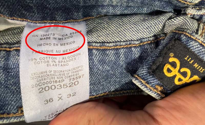 Made in Mexico Tag on Lee Jeans