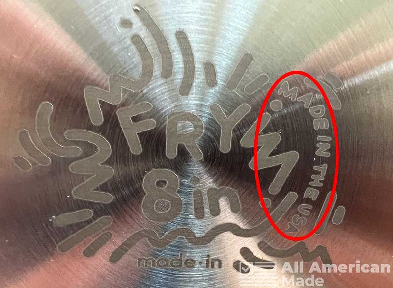 Made in USA Printed on Bottom of Made in Pan