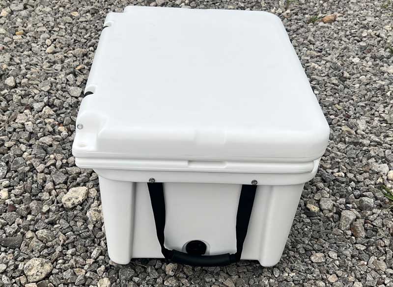 Side of Orca Cooler Showing Drain and Handle