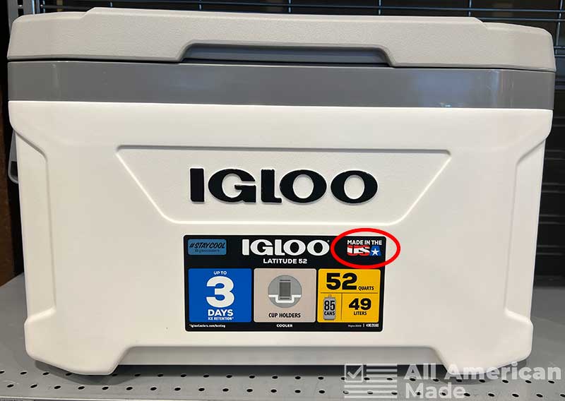 Igloo Cooler with Made in the USA Sticker