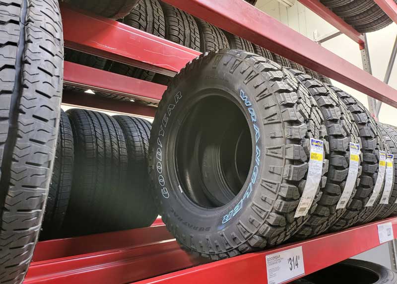 Goodyear Tires on a Shelf